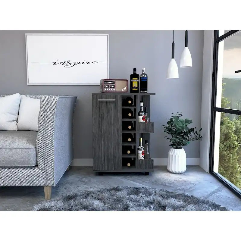 2-Shelf 6-Bottle Bar Cart with Division for Kitchen, Party and Living Room