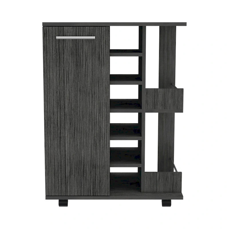 2-Shelf 6-Bottle Bar Cart with Division for Kitchen, Party and Living Room
