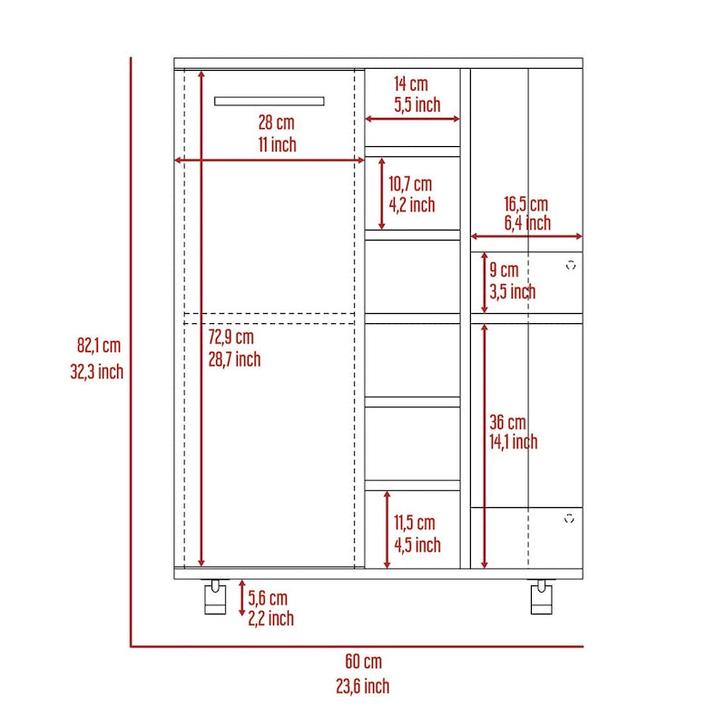 2-Shelf 6-Bottle Bar Cart with Division for Kitchen, Party and Living Room