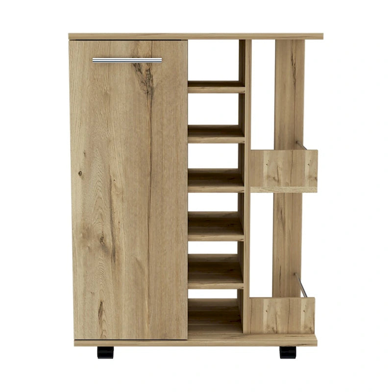 2-Shelf 6-Bottle Bar Cart with Division for Kitchen, Party and Living Room