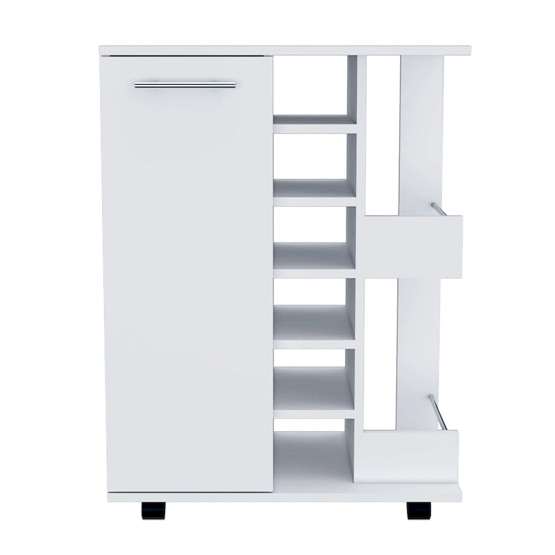 2-Shelf 6-Bottle Bar Cart with Division for Kitchen, Party and Living Room