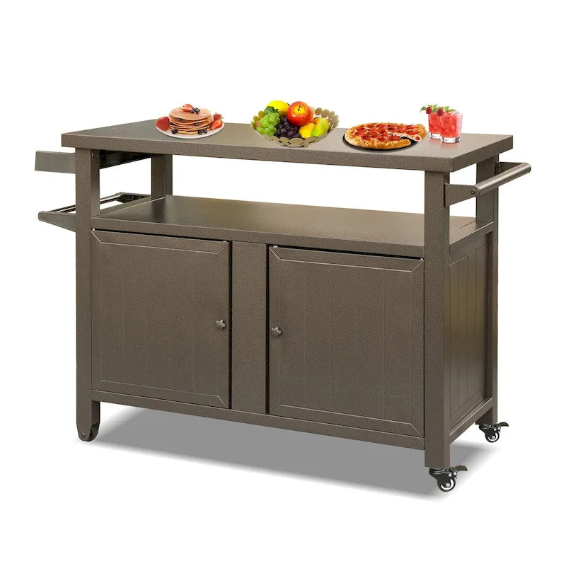 Outdoor Grill Cart with Storage Cabinet and Wheels