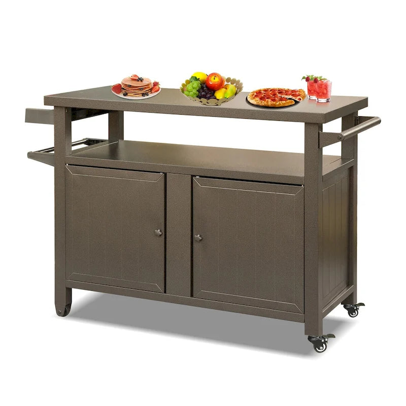 Outdoor Grill Cart with Storage Cabinet and Wheels