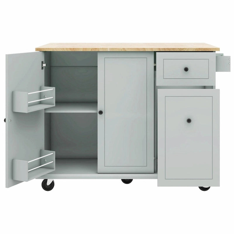 Rolling Kitchen Cart with Drop Leaf, Storage Rack, and 3-Tier Cabinet Organizer
