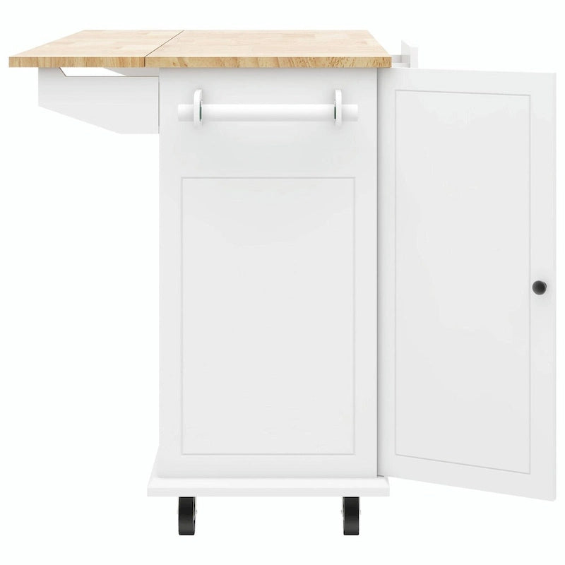 Rolling Kitchen Cart with Drop Leaf, Storage Rack, and 3-Tier Cabinet Organizer