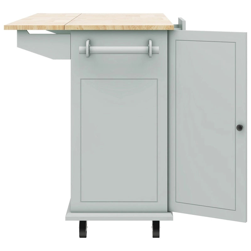 53.9" Rolling Kitchen Cart on Wheels with Internal Storage Rack and 3-Tier Pull-Out Cabinet Organizer