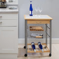Rolling Kitchen Cart with Wine Rack - 22.50 x 14.50 x 30.00