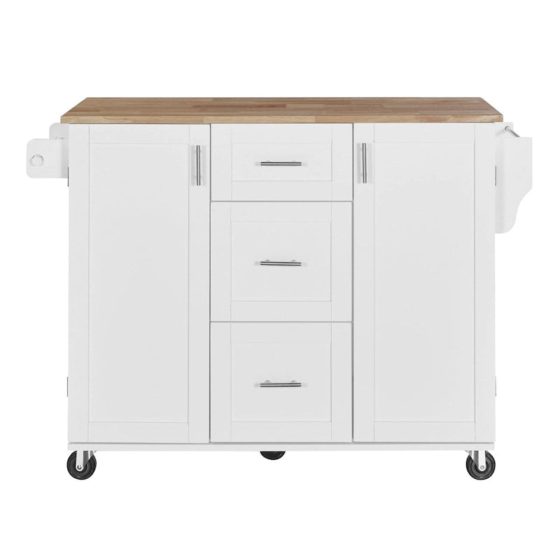 50 in. W Kitchen Island with 3 Drawer, 2 Slide-Out Shelf and Internal Storage Rack