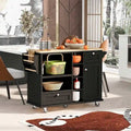 50.8" W Solid Wood Countertop Kitchen Island with Storage and Two Locking Wheels