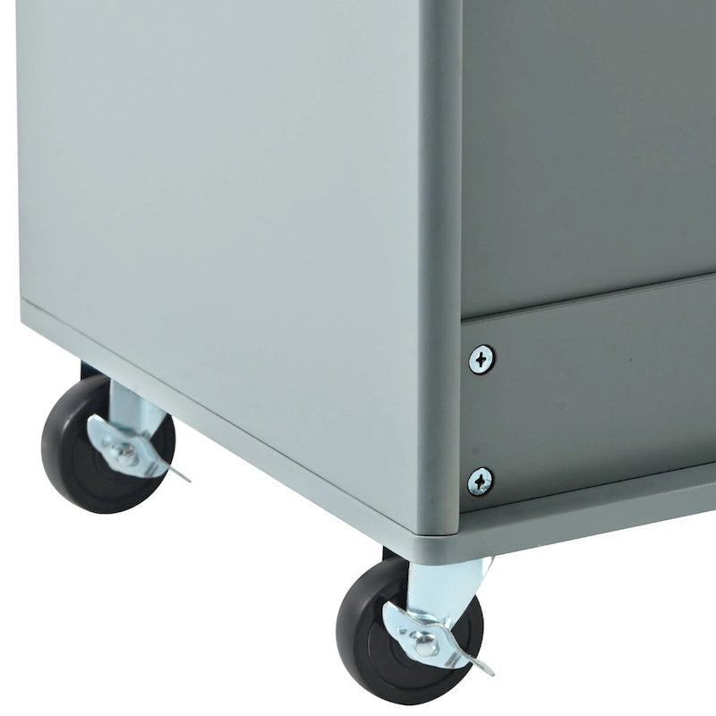 Rolling Kitchen Cart with Sliding Glass Doors, Drop Leaf, Flip Cabinet Door, and 2 Drawers