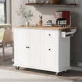 Kitchen Island with Drop Leaf, 53.9" Width Rolling Kitchen Cart on Wheels with Internal Storage Rack