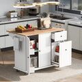 Kitchen Island with Drop Leaf and Rolling Casters, Internal Storage Rack