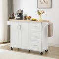 Rolling Kitchen Island with Drop Leaf Countertop and Storage Cabinet