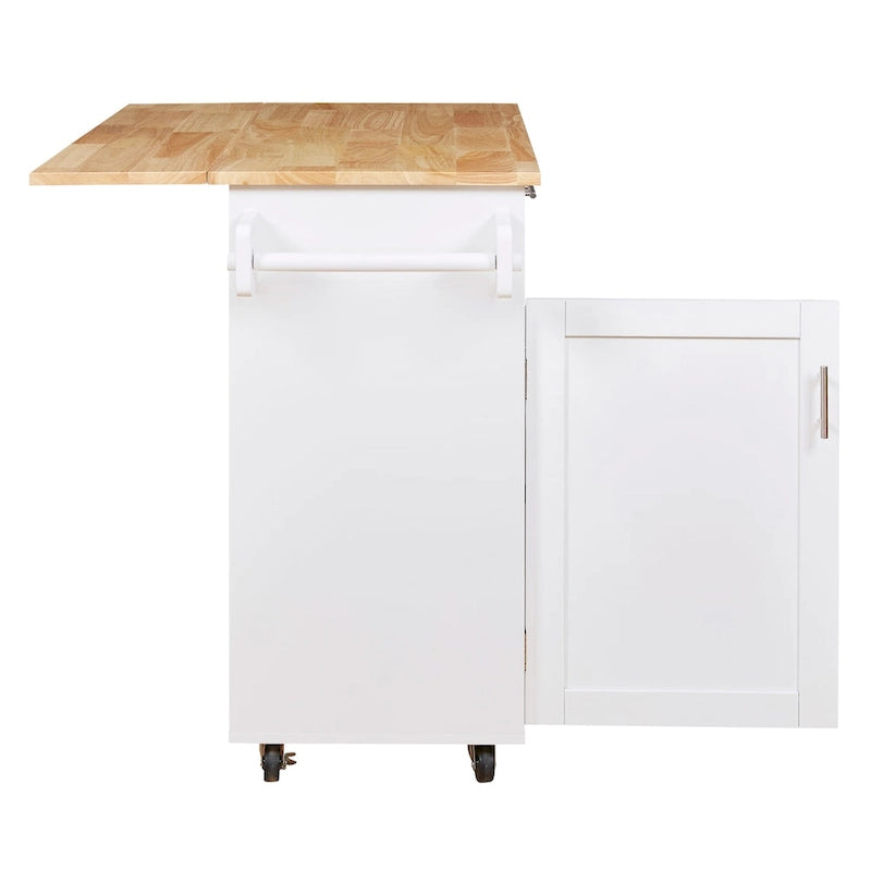 Rolling Kitchen Island with Divider and Internal Storage Rack