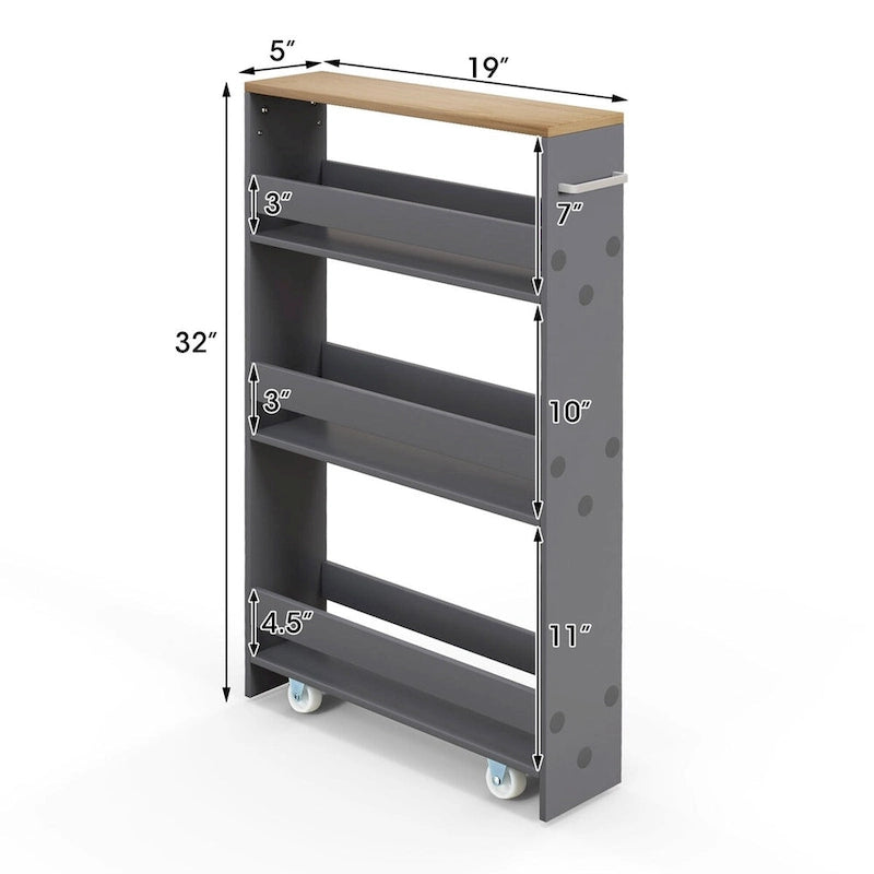 Rolling Kitchen Slim Storage Cart with Handle