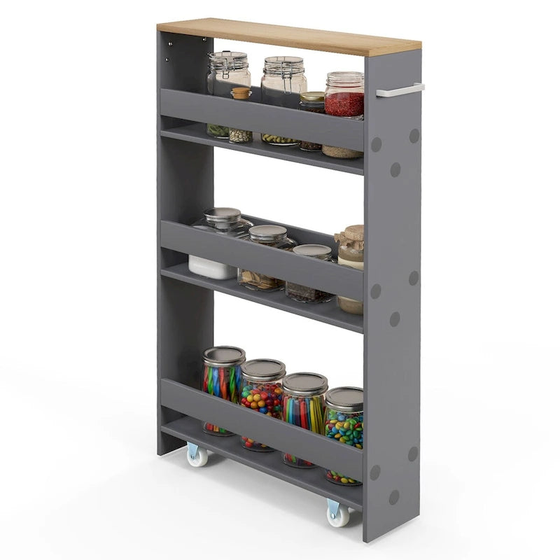 Rolling Kitchen Slim Storage Cart with Handle