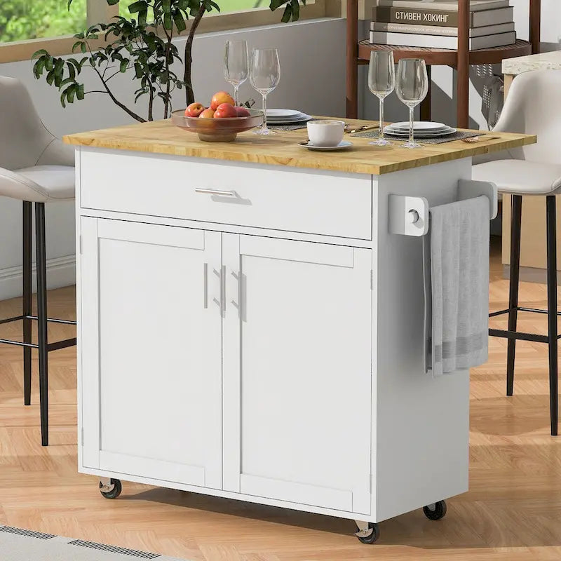 Rolling Kitchen Island with Storage