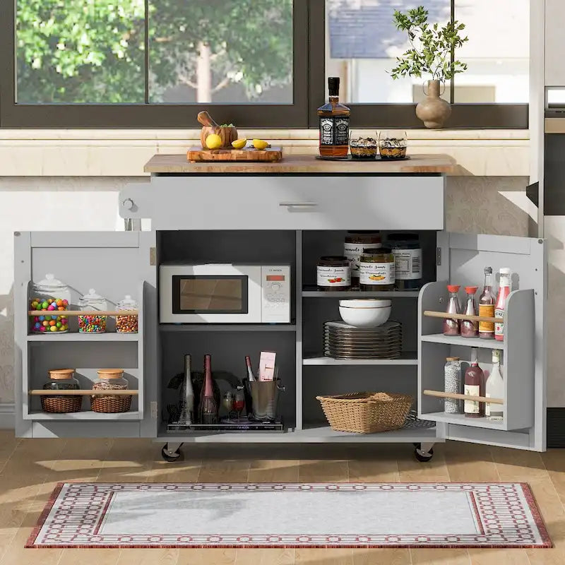 Rolling Kitchen Island with Storage
