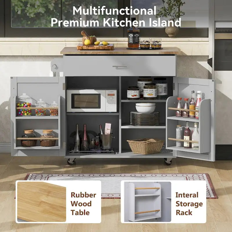 Rolling Kitchen Island with Storage