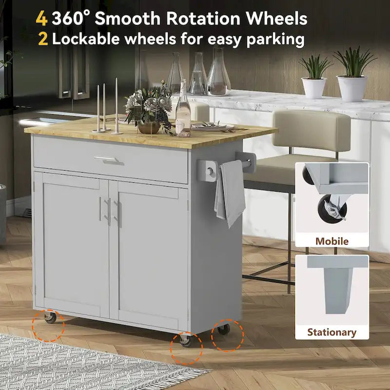 Rolling Kitchen Island with Storage