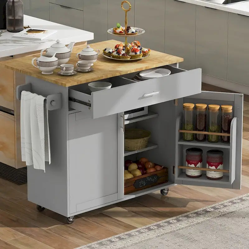 Rolling Kitchen Island with Storage