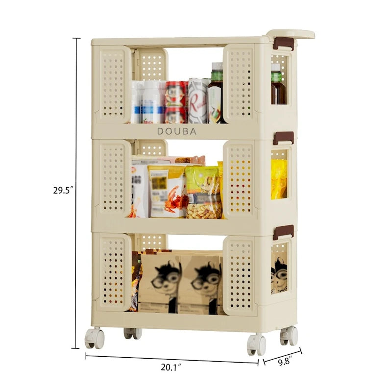 3-Tier Rolling Storage Cart with Wheels