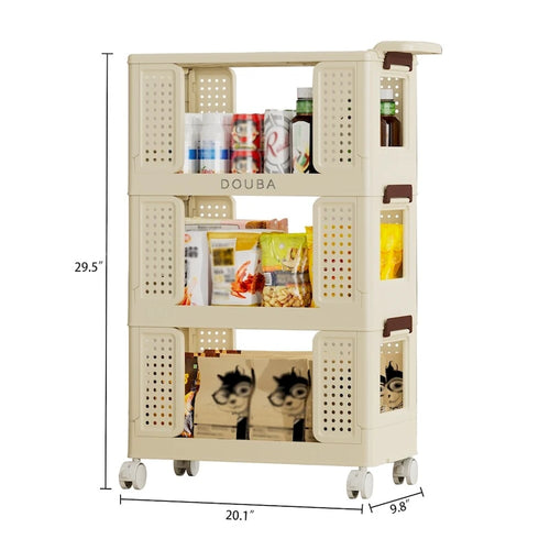 3-Tier Rolling Storage Cart with Wheels
